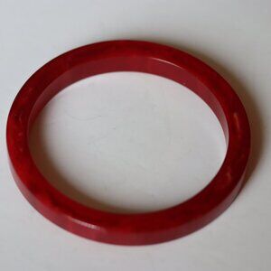 Vintage Cherry Red Bakelite Square Edge Bangle Bracelet